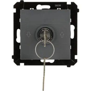 vypínač Vypínač žaluziový na klíč, 3 polohový, řazení 1-0-2, 5 A / 230 V~, Simon 55 TWZK.01/116, grafitová