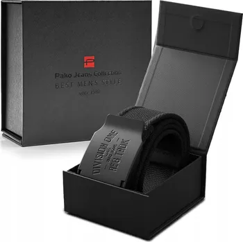 Opasek Pánský PÁSEK ke kalhotám plátěný jako Dárek pro muže ČERNÝ v krabičce