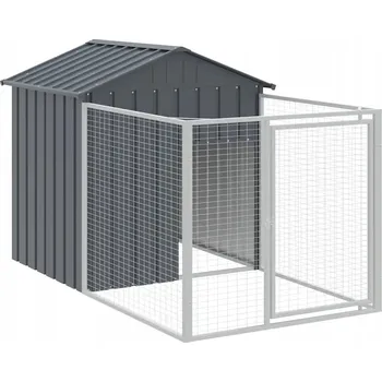 Bouda pro psa Bouda pro psa s výběhem a střechou, ocel, antracitová, 117x201 cm