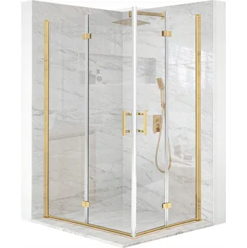 Sprchový kout obdélníkový otevírací zlatý 120x100 cm, sklo 6 mm + povrchová úprava