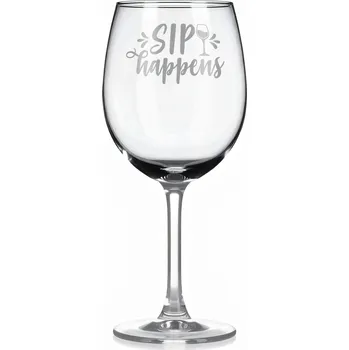 Sklenice Vínová sklenka s gravírovým textem - Sip happens