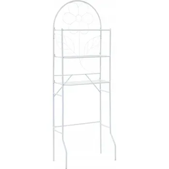 regál Koupelnový regál nad pračku s květinovovým motivem, bílý, ocel, 60x33x174 cm