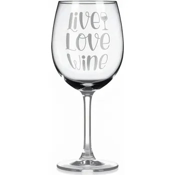 Sklenice Vínová sklenka s gravírovým textem - Live love wine