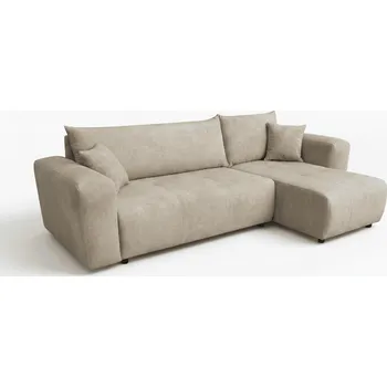 Pohovka Béžová rozkládací rohová pohovka SORELA, oboustranná + 2 polštářky zdarma