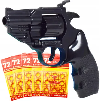 PISTOLE NA KAPSLÍKY STRAŠÁK 5x72ks SLEPÉ NÁBOJE KOVOVÝ REVOLVER PRO DĚTI