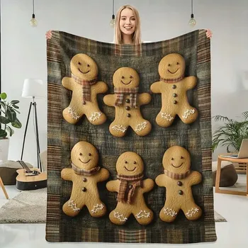 deka Deka Přehoz sváteční vánoční perníčky stromeček měkký dárek 150x200 cm CK5 vícebarevná