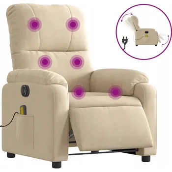 Křeslo Elektrické masážní křeslo krémové, 75 x 89,5 x 103,5 cm