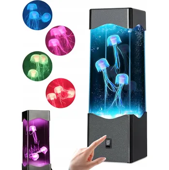 Lampička LED LÁVOVÁ LAMPIČKA S MEDÚZAMI NOČNÍ LAMPA NA AKVARIJNÍ STŮL 6 BAREV