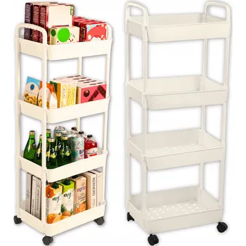 Servírovací stolek Kuchyňský vozík STOLEK NA KOLEČKÁCH 4 ÚROVNĚ ZÁMEK KOL MOBILNÍ