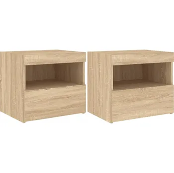 Noční stolek Moderní noční stolky s LED osvětlením dub sonoma 50 x 40 x 45 cm