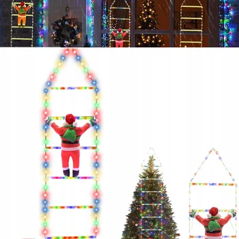 Vánoce SVATÝ Mikuláš NA ŽEBŘÍKU VÁNOČNÍ DEKORACE Figurka Čtyři LED