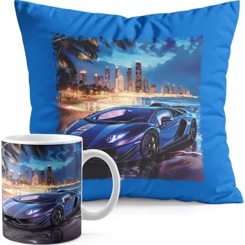 SADA HRNEK + POLŠTÁŘ MODRÝ - AUTA SUPER AUTA PLÁŽ MĚSTO NOC