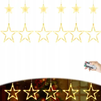 Vánoční dekorace Světelný řetěz 138 LED hvězdy, 2,4 m, teplá bílá