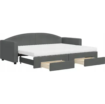 Pohovka Tmavě šedá pohovka 2v1 s výsuvnými šuplíky, 223 x 90 x 75 cm