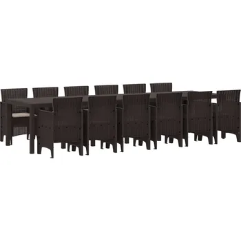 Zahradní sestava vidaXL Zahradní jídelní souprava 13 pcs Hnědá Ratan Polt [3378778]