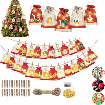 Vánoční dekorace DIY VÁNOČNÍ ADVENTNÍ KALENDÁŘ Z JUTOVÝCH SÁČKŮ K NAPLNĚNÍ