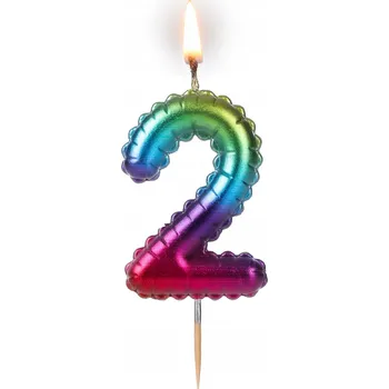 Dortová svíčka Narozeninová svíčka na tyčce '' Multikolor - 2 '' / 1 kus