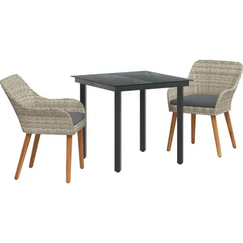 Zahradní sestava vidaXL Zahradní jídelní souprava 3 pcs Světle šedá polyratan [3261712]