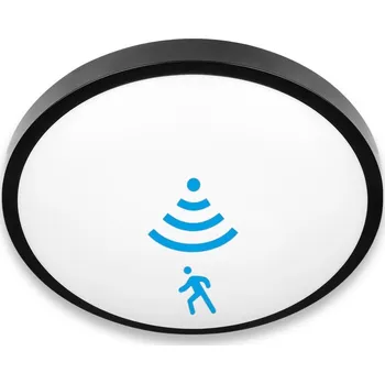 SVÍTIDLO DO KOUPELNY STROPNÍ SVÍTIDLO KOUPELNOVÉ ČIDLO LED 2 x E27 IP44 ČERNÉ KULATÉ