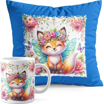 SADA HRNEK + POLŠTÁŘ MODRÁ - DIVOKÁ LESNÍ ZVÍŘATA LIŠKA LIŠKA