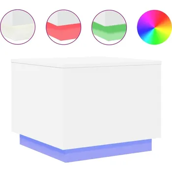 Konferenční stolek Konferenční stolek s RGB LED osvětlením, bílý, 50 x 50 x 40 cm