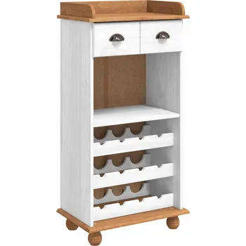 Příborník do zásuvky Skříň na víno ASKIM Bílá s medovým vrškem 57 x 37 x 114 cm