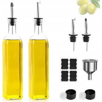 Nádoba na olej a ocet 2 ks Láhev S NÁLEVKOU dávkovačem 500 ml na olej, ocet, sirup, alkohol