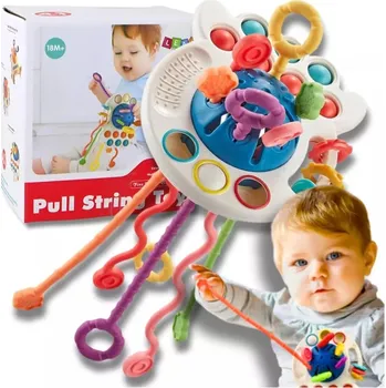 SENZORICKÁ HRAČKA PRO MIMINKA 4 v 1 CHOBOTNICE ROZVOJ SMYSLŮ DÍTĚTE