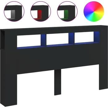 Černé čelo postele s RGB LED, 180 x 18,5 x 103,5 cm