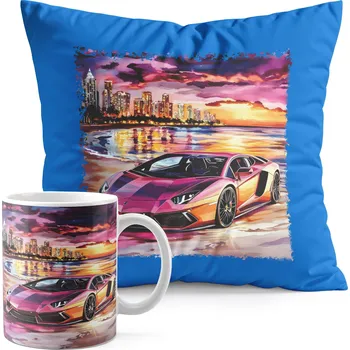 SADA HRNEK + POLŠTÁŘ MODRÝ - AUTA SUPER AUTA PLÁŽ MĚSTO NOC