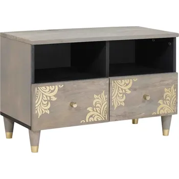 Televizní stolek vidaXL Televizní skříň Šedá 70 x 33 x 46 cm Masivní mangové dřevo [4018773]