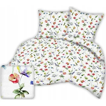 Povlečení Krepové povlečení 180 x 200 cm, květovaný akvarel na bílém pozadí