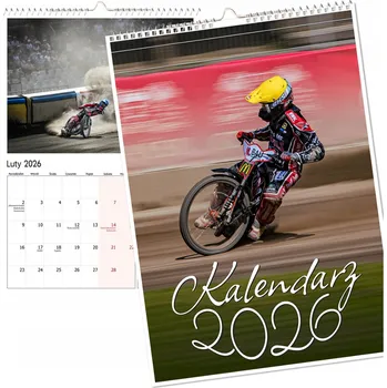 Kalendář Nástěnný kalendář 2026, velký, víceobrázkový, NOTES, plochá dráha, závody motorek, A3