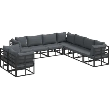 Zahradní sestava Sada zahradních pohovek s polštářem 9 pcs Černá Hliník Černá3378882