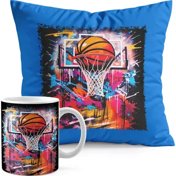 SADA HRNEK + POLŠTÁŘ MODRÁ - BASKETBAL SPORT MÍČ KOŠ TÝM