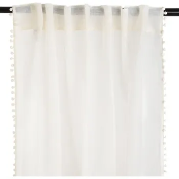 Povlečení Hotová záclona ADI krémová s bambulkami 851778 - s tunelem