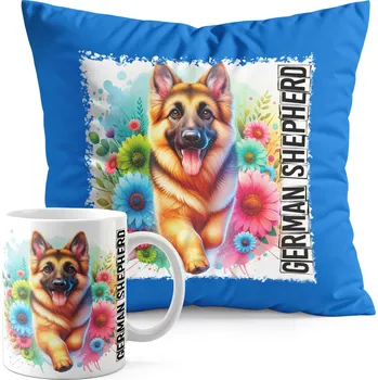 SADA HRNEK + POLŠTÁŘ MODRÁ - PES PSI PSÍK PLEMENO NĚMECKÝ OVČÁK