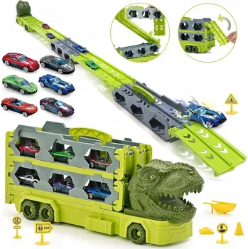 autíčko SADA AUTOPŘEPRAVNÍK TIR DINOSAURŮ NÁKLAĎÁK TRANSPORTER, OBSAHUJE 6 BOLIDŮ