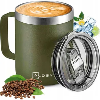 Termohrnek TERMOHRNEK 420 ml S UCHEM A VÍKEM NA KÁVU ČAJ OCELOVÝ VELKÝ