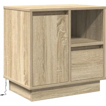Noční stolek Moderní noční stolek dub sonoma s LED osvětlením 50 x 34.5 x 50 cm