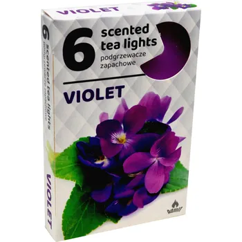 Svíčka Parafínová čajová svíčka fialka Admit 6 ks