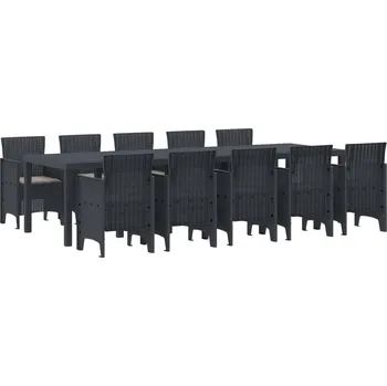 Zahradní sestava vidaXL Zahradní jídelní souprava 11 pcs Antracit Poly ratan [3378753]