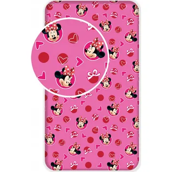 Prostěradlo Prostěradlo Minnie Mouse 90x200 cm růžové s gumičkou Disney bavlna