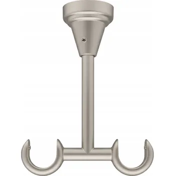 Garnýž DRŽÁK ZÁCLONOVÉ TYČE DVOJITÝ STROPNÍ 19 mm KOVOVÝ STŘÍBRNÝ SATÉN