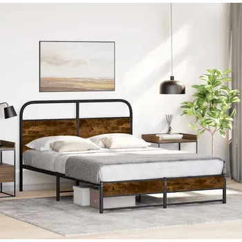 Postel vidaXL Rám postele bez matrace 140x190 cm kompozitní dřevo [4100482] Barva: kouřový dub