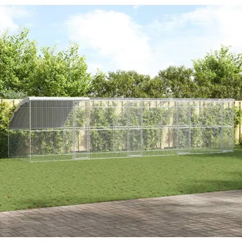 vidaXL Klec na kuřata 4 pcs Stříbrná 800 x 200 x 200 cm Ocel a PE [3381109]