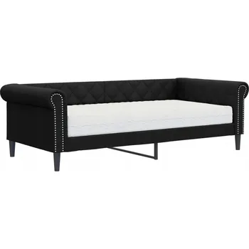 Pohovka Černá pohovka s funkcí spaní a matrací 235 x 100 x 68 cm