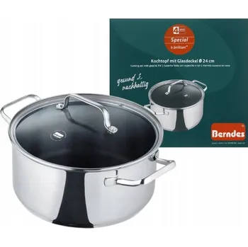 Hrnec HRNEC 24 CM NEREZOVÁ OCEL QUARTZ S VÍKEM INDUKCE 4,9 L BERNDES OCELOVÝ