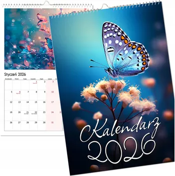 Kalendář Nástěnný kalendář 2026, více listů, velký, MOTÝLI, hmyz, formát A4