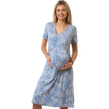 Dámská noční košile Dámská noční košile na kojení z pružného materiálu s květinovým vzorem 1D1666 modrá s